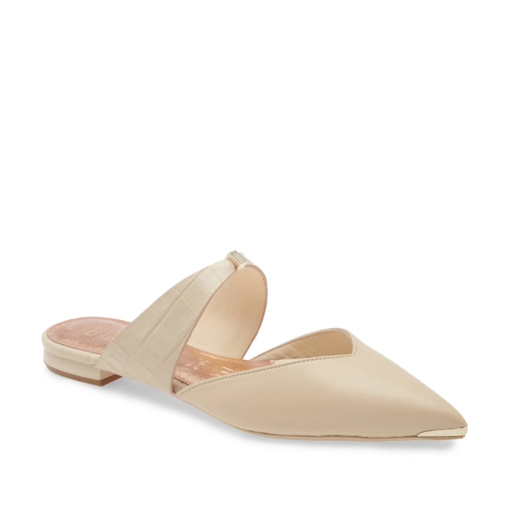 Ted Baker Orlya Beige Mule Flats Pointed Toe Womens Sz 9 EU 39.5 Slip On Leather